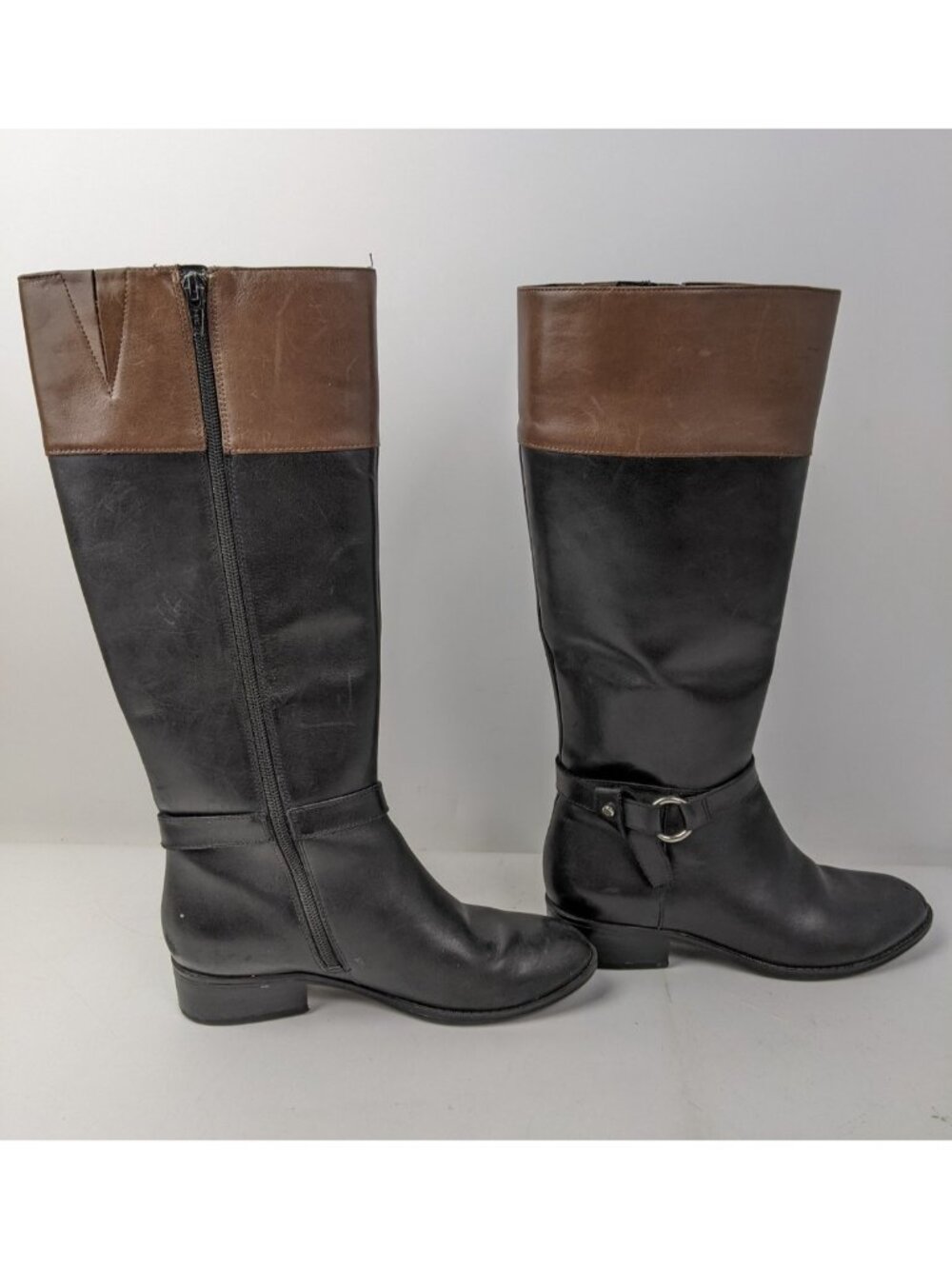 Ralph Lauren Makaila Black Leather Riding Boots Womens Size 6B Knee High
